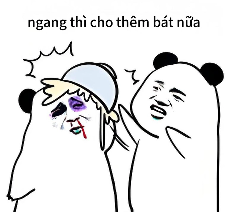Hình meme gấu trúc ngang ngược vui nhộn
