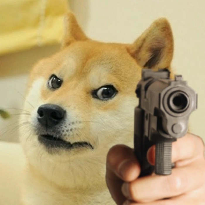 Meme chó Shiba cầm súng bá đạo