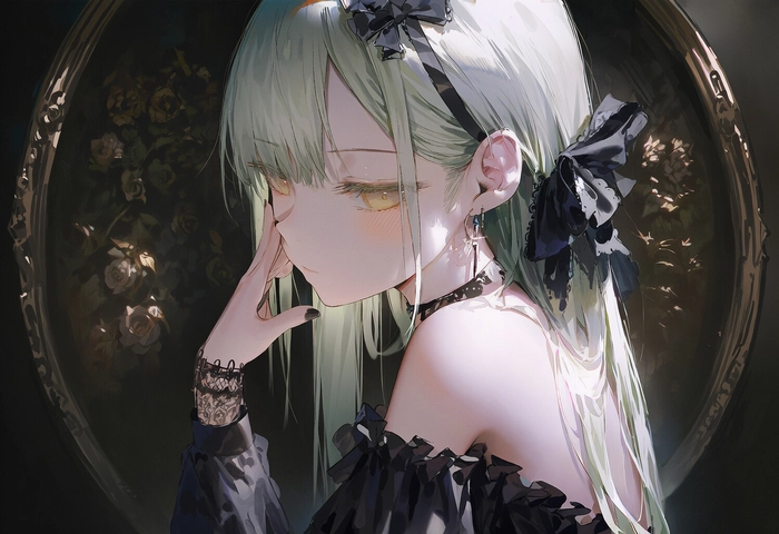 Ảnh anime nữ buồn màu đen trầm buồn