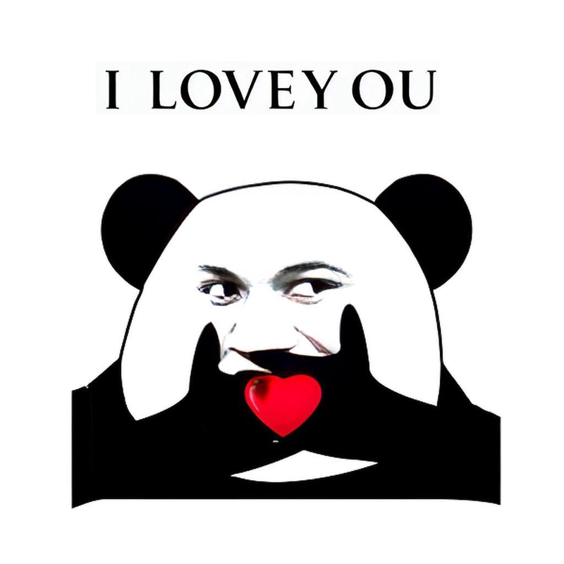 Hình chế meme gấu trúc thả tim