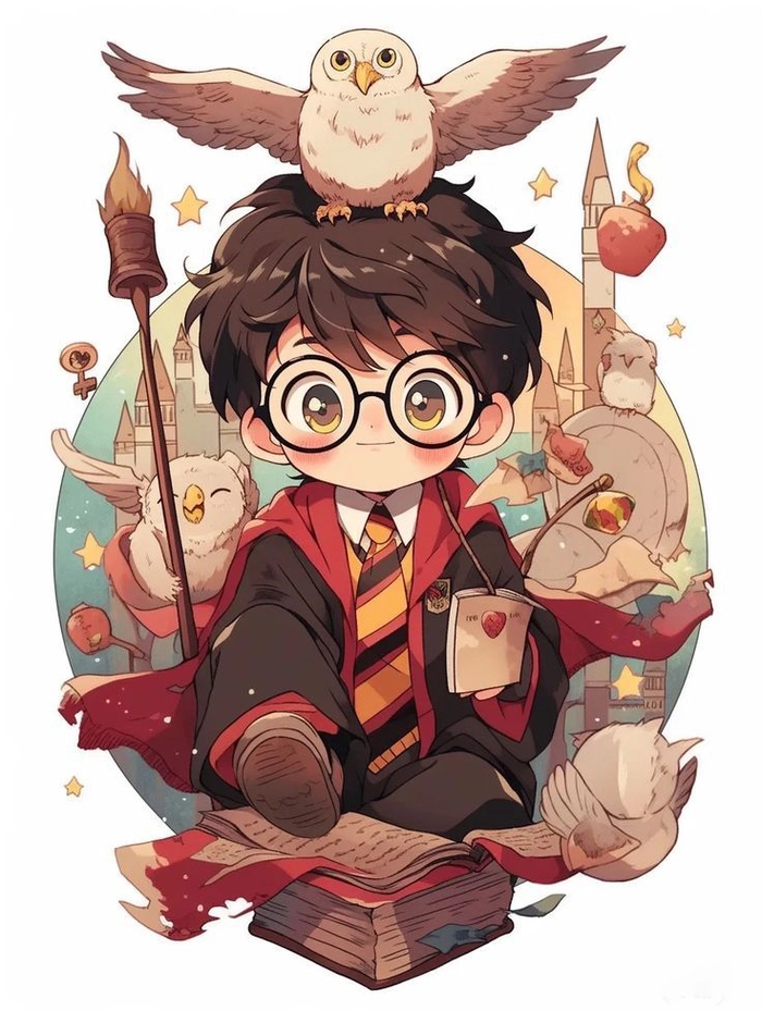 Hình chibi Harry Potter đáng yêu tinh nghịch