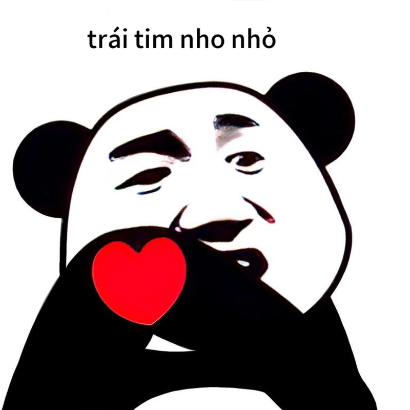 Meme gấu trúc thả tim đáng yêu dễ thương