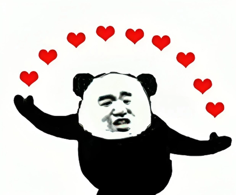 Meme gấu trúc thả tim đáng yêu