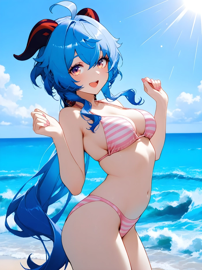 Hình Ganyu bikini xinh xắn