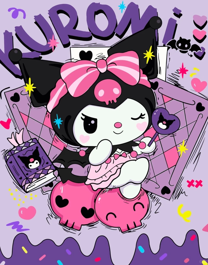 Hình Kuromi cute anime với năng lượng tích cực