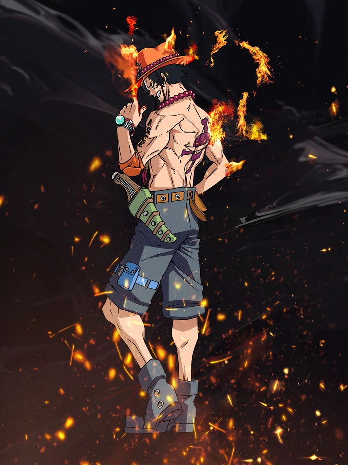 Ảnh One Piece Ace bùng cháy