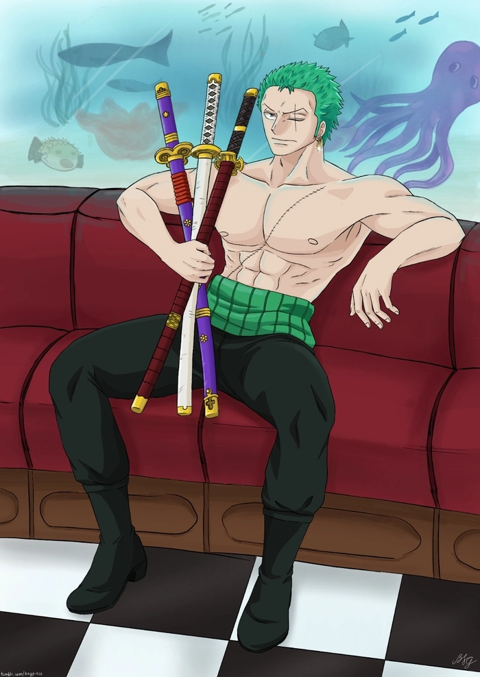 Ảnh Zoro One Piece tông màu mạnh
