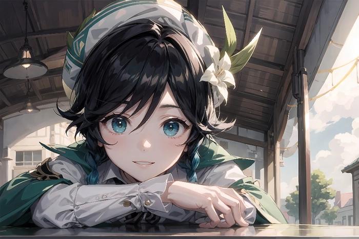 Hình Venti Genshin Impact chibi đơn giản