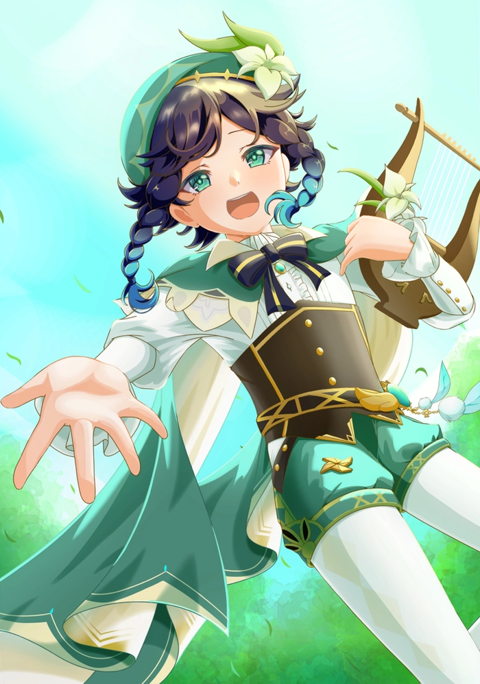 Hình Venti Genshin Impact chibi ngộ nghĩnh