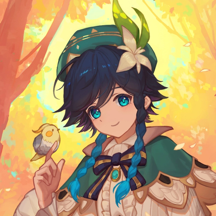 Hình Venti Genshin Impact chibi tươi sáng