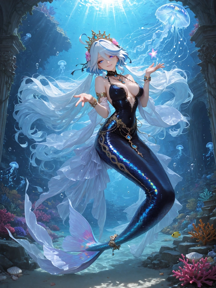 Hình ảnh nàng tiên cá anime phong cách biển cả