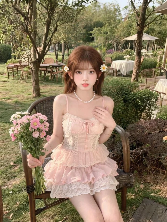 Gái xinh mặc pinky đi biển phong cách ngọt ngào