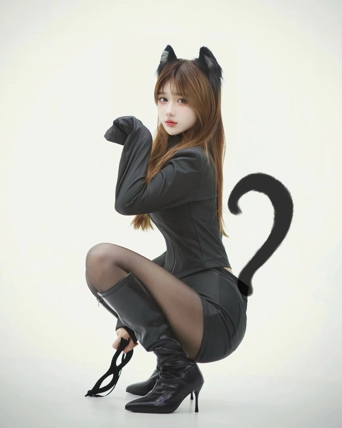 Hình ảnh gái xinh cosplay mèo đen