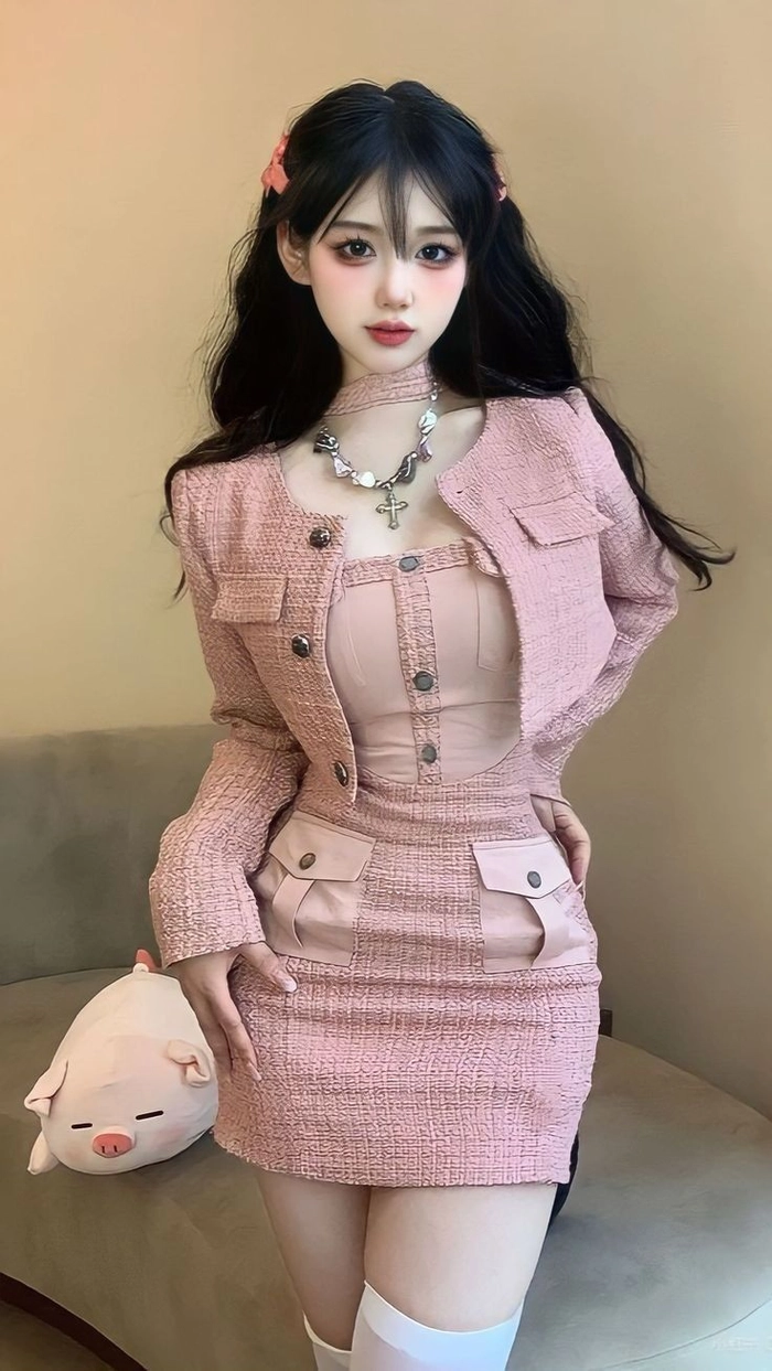 Hình gái xinh mặc pinky trẻ trung cuốn hút