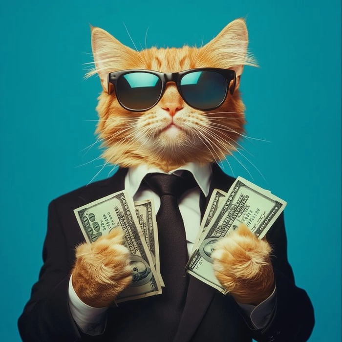 Meme mèo mặc vest hài nhẹ dễ dùng