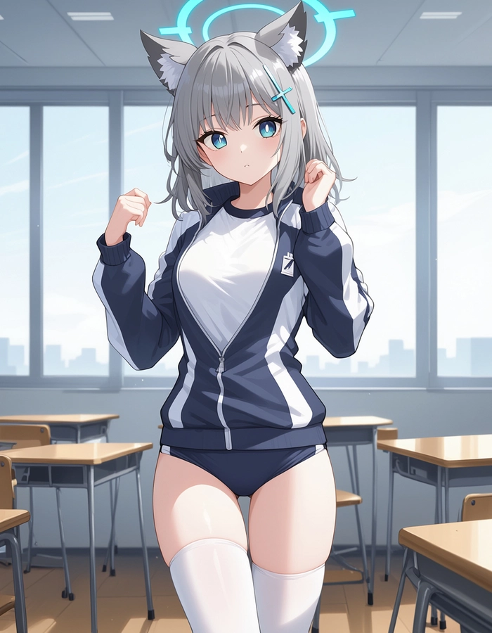 Sunaookami Shiroko anime gam màu lạnh