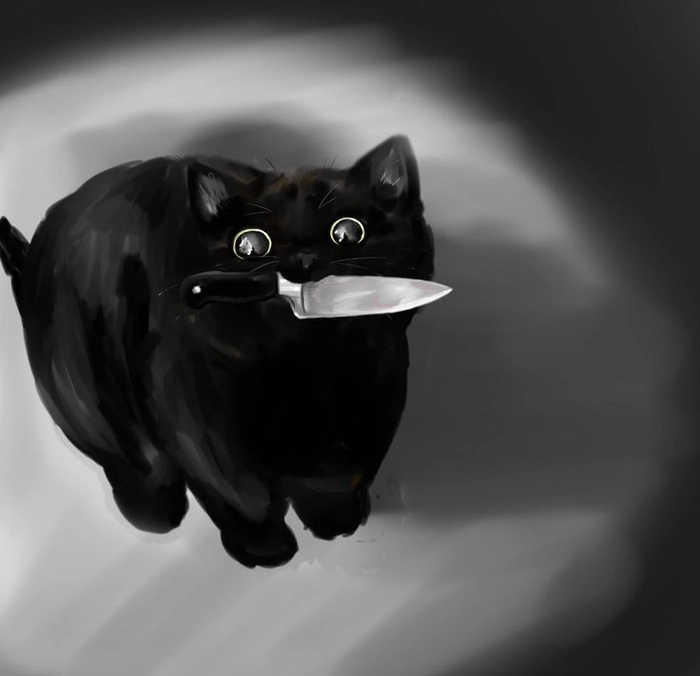 Ảnh meme mèo cầm dao mang cảm xúc cà khịa