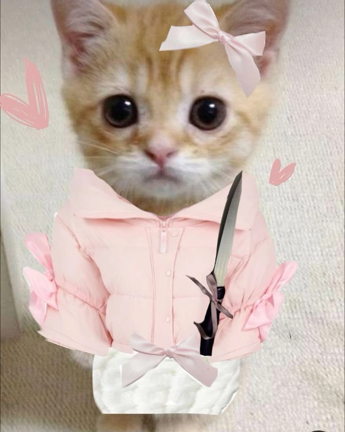 Meme mèo bựa cầm dao khiến ai cũng chú ý